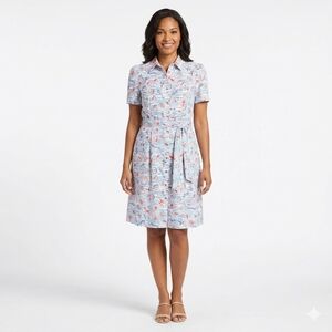 Pappagallo Button Down Shirt Dress Nautical Seashell Print Size 12